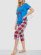 Сине-красная пижама с бриджами | 6888661 | фото 3