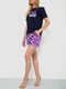 Черно-фиолетовая пижама с шортами | 6888676 | фото 3