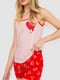 Красно-молочная пижама с шортами | 6888677 | фото 3