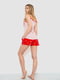 Красно-молочная пижама с шортами | 6888677 | фото 4