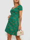 Зелена принтована сукня з V-подібним вирізом | 6889019 | фото 3