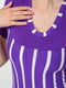 Подовжена фіолетова футболка у білу смужку | 6889152 | фото 5