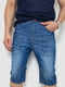 Шорты джинсовые синие с потертостями | 6889421
