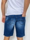 Шорты джинсовые синие с потертостями | 6889455 | фото 4