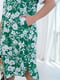 Зелено-біла сукня-міді в квітковий принт | 6889555 | фото 3