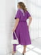 Розкльошена фіолетова сукня-міді в горошок з поясом | 6889569 | фото 4