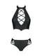 Комплект з еко-шкіри Nancy Bikini black: бра та трусики з імітацією шнурівки | 6455743 | фото 5