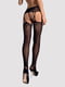 Чорні панчохи-стокінги з рослинним малюнком  Garter stockings (розмір S/M/L) з імітацією гартер | 6671169 | фото 2